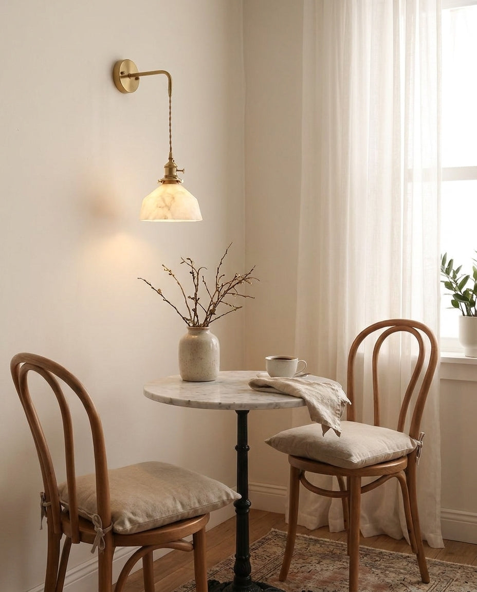 Marlowe Alabaster Curated Alabaster Wall Sconce – dimensional scale reference