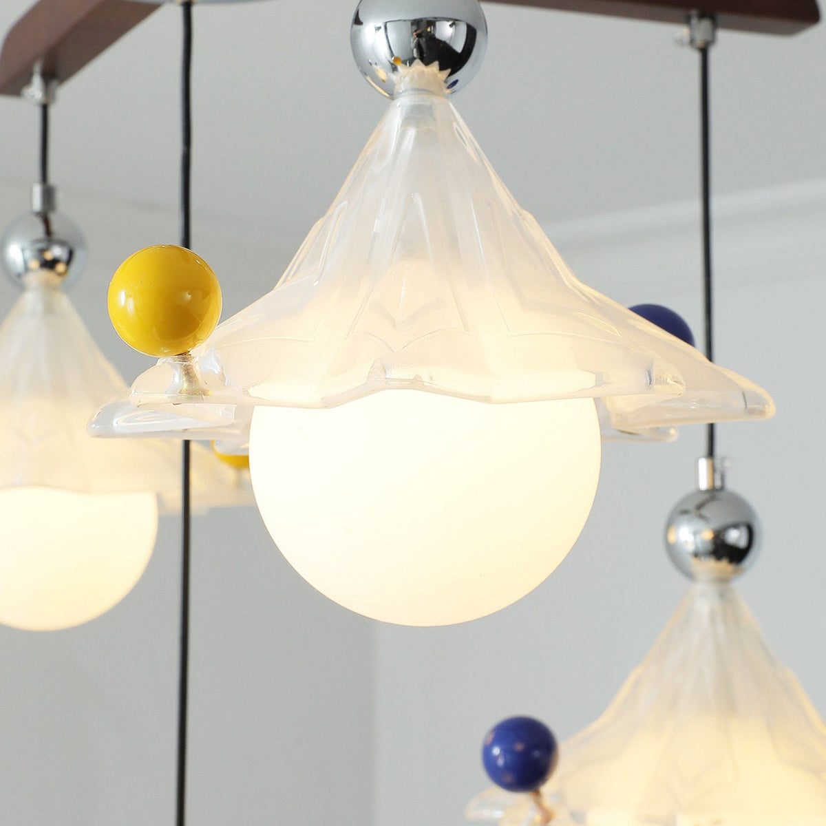 Marlowe Curated Mouth-Blown Frosted Glass Flush – full fixture elevation view
