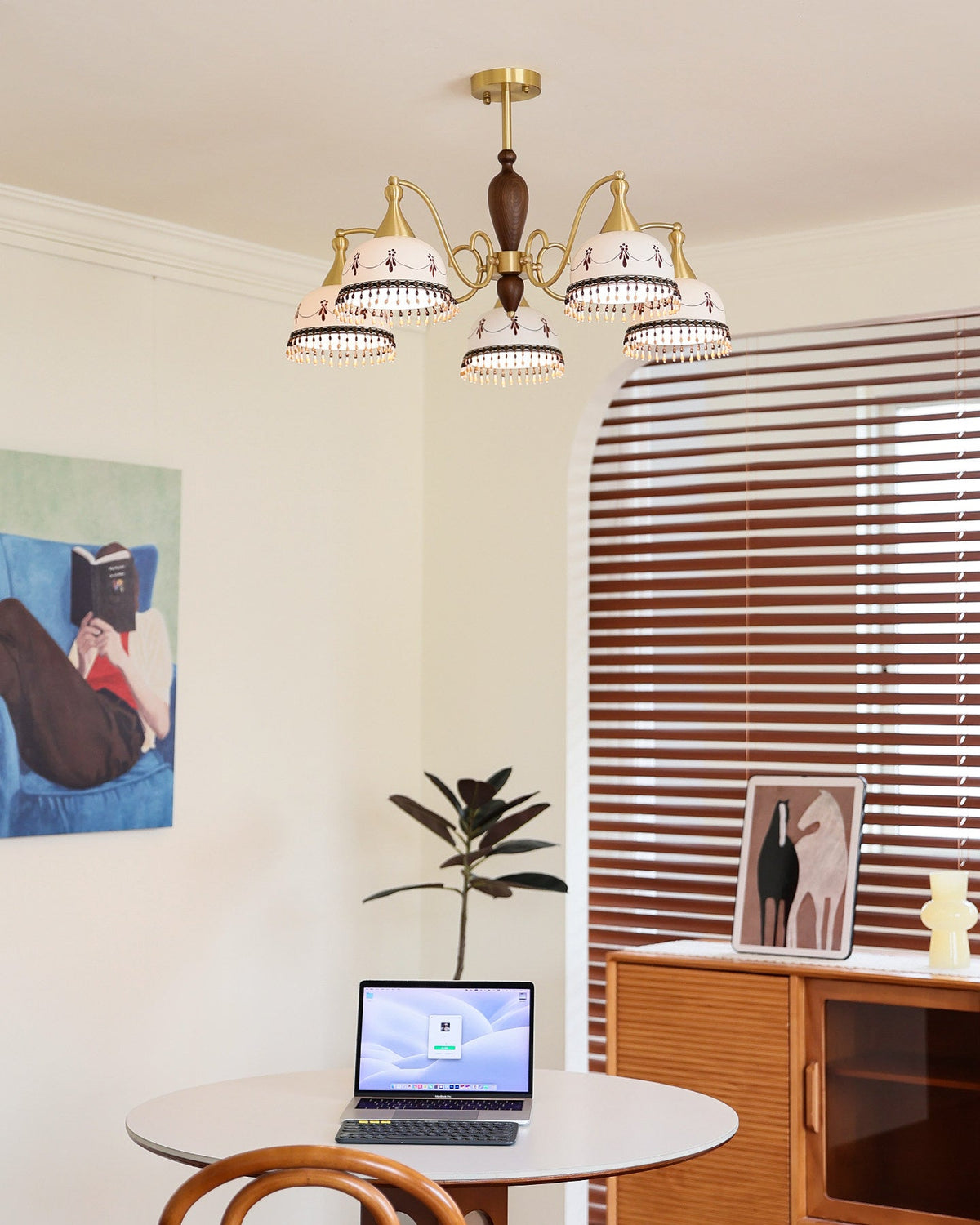 Marquetta Curated Solid Brass Chandelier – side angled contour profile