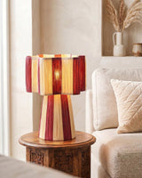 Maruvia Curated Mouth-Blown Frosted Glass Table warm illuminated room view