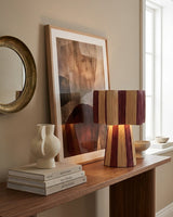 Maruvia Curated Mouth-Blown Frosted Glass Table – unlit natural material contrast