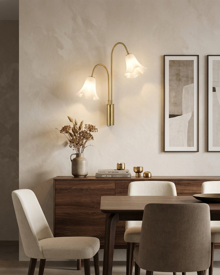 Mauvelle Curated Amber Art Glass Wall Sconce – full fixture elevation view