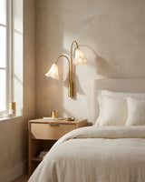 Amber Art Glass craftsmanship detail on Mauvelle Curated Amber Art Glass Wall Sconce