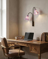 Mauvelle Curated Amber Art Glass Wall Sconce installed in residential dining space