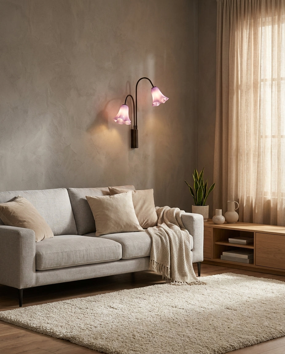 Mauvelle Curated Amber Art Glass Wall Sconce – spatial dining room perspective