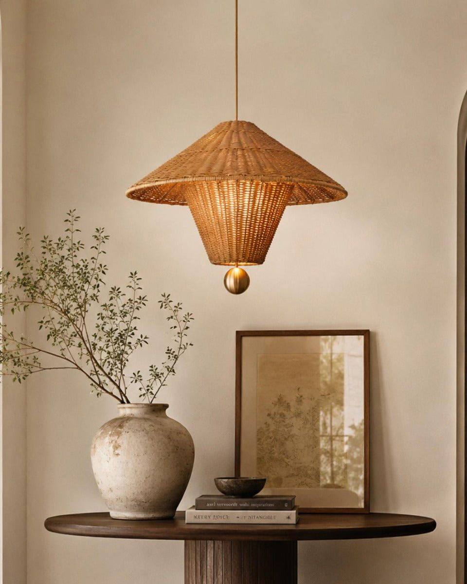 Mavello Rattan Pendant Light – Handcrafted Material Texture and Detail View