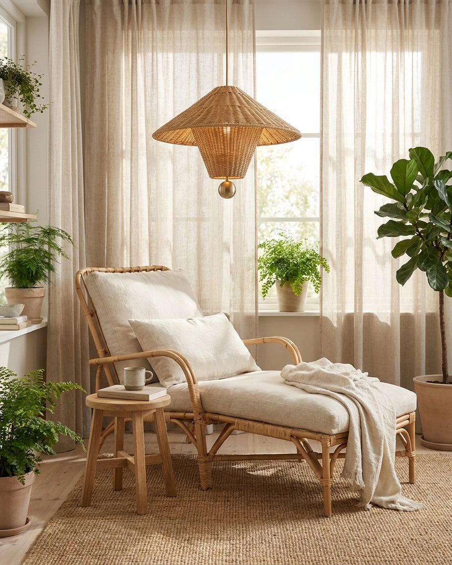 Mavello Rattan Pendant Light – Ambient Illumination in Luxury Interior Setting View 14