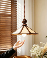 Maviren Curated Solid Hardwood Pendant Light – macro detail view