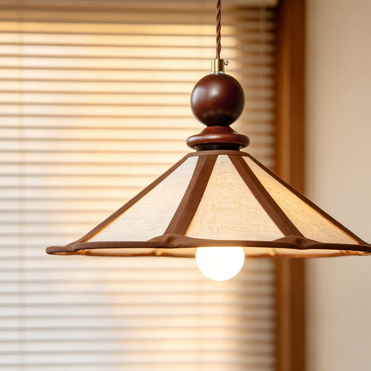 Maviren Curated Solid Hardwood Pendant Light – macro detail view #1