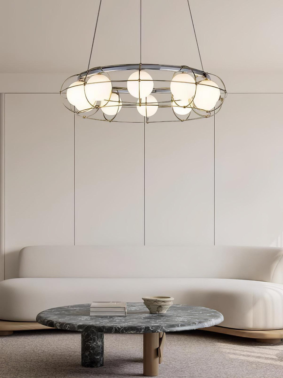 Maytoni Round Curated Mouth-Blown Frosted Glass – structural canopy joint detail