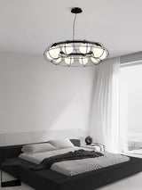 Maytoni Round Curated Mouth-Blown Frosted Glass – spatial dining room perspective
