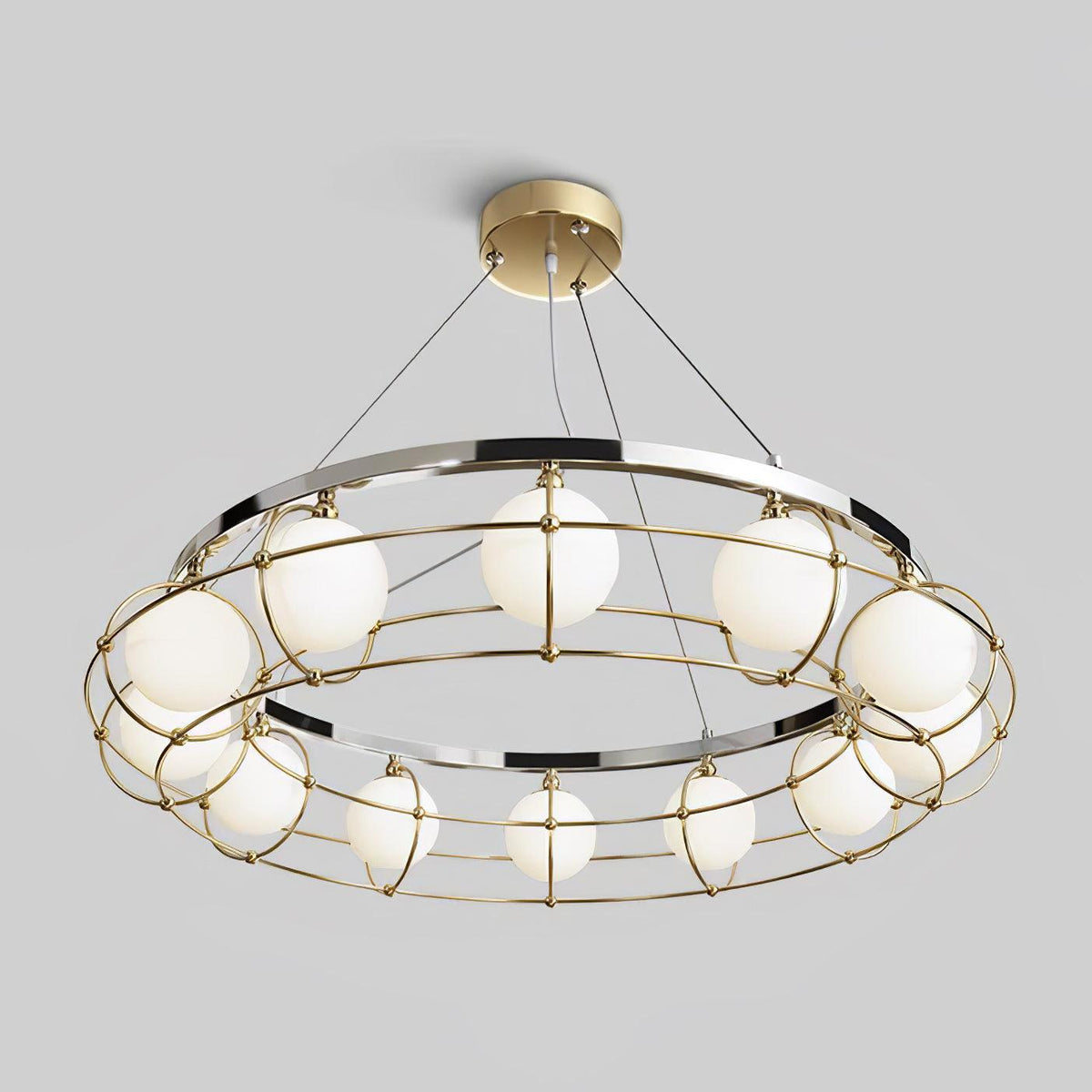 Maytoni Round Curated Mouth-Blown Frosted Glass – full fixture elevation view