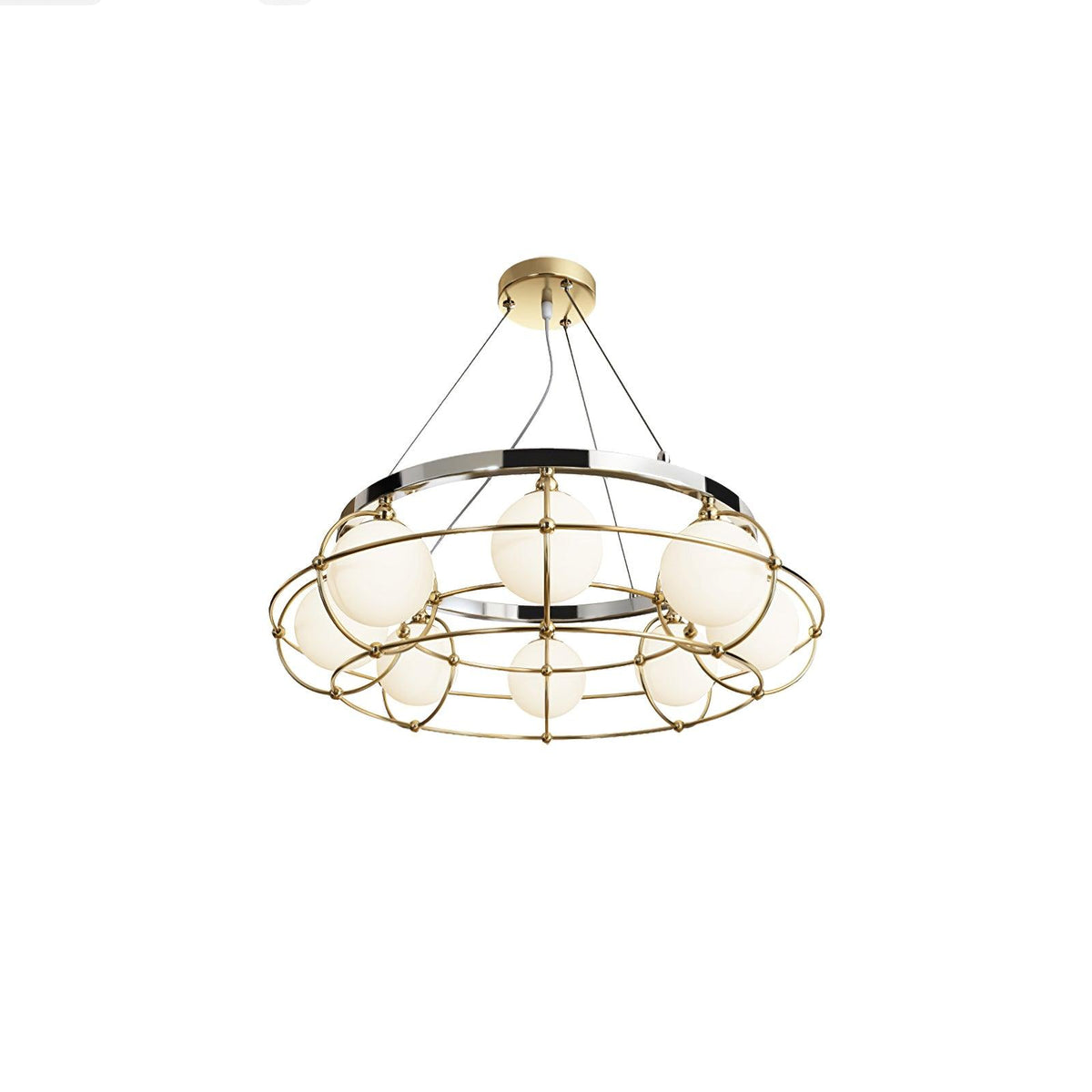 Maytoni Round Curated Mouth-Blown Frosted Glass – illuminated warm ambiance setting #1
