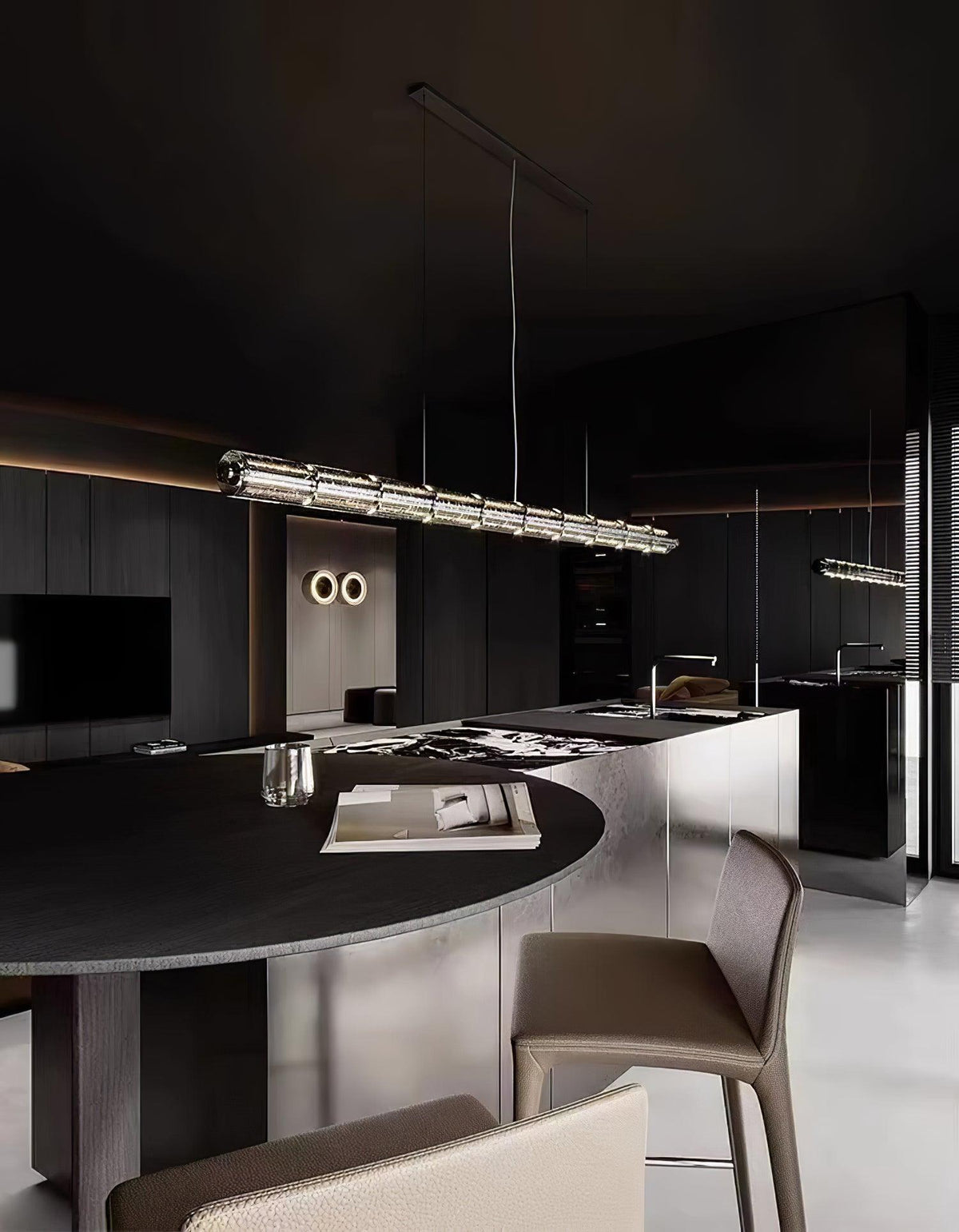 Mcdade Segmented Glass Chandelier – Ambient Illumination in Luxury Interior Setting View 8