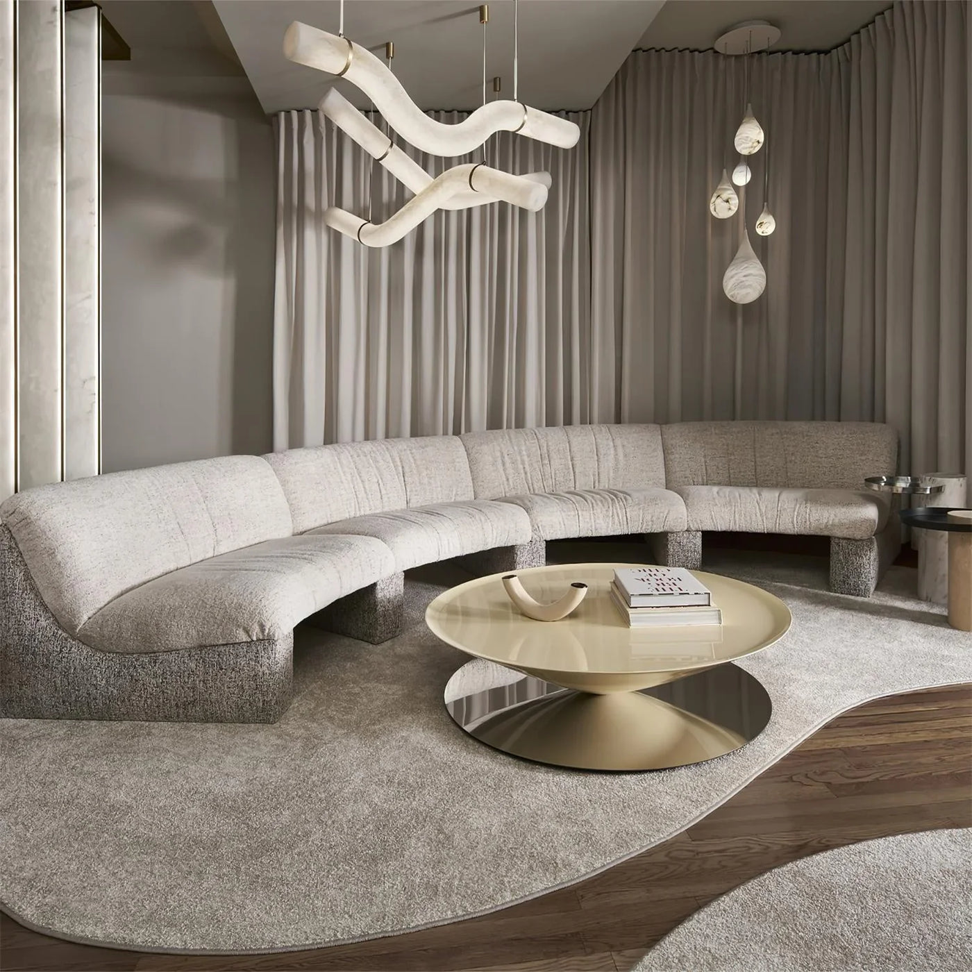 Spanish Alabaster Pendant Light View 6 | Mckimi Alabaster Disc Pendant Light | Modern Luxury for Dining Room & Bar | JINSHE | JINSHE