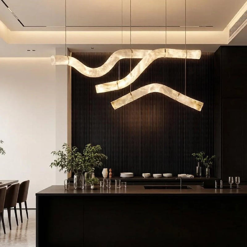 Spanish Alabaster Pendant Light View 5 | Mckimi Alabaster Disc Pendant Light | Modern Luxury for Dining Room & Bar | JINSHE | JINSHE