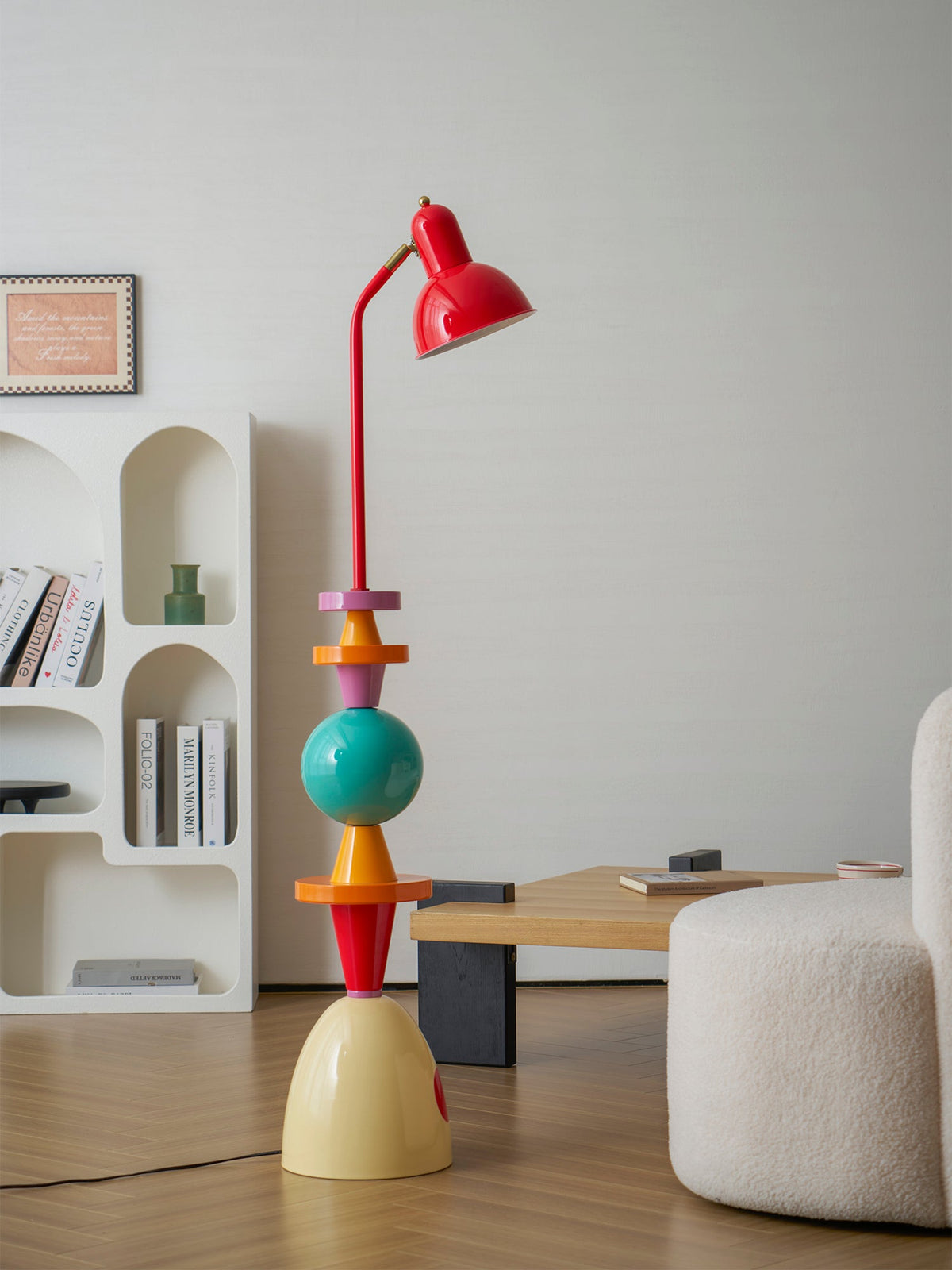 Mello Floor Curated Iron & Glass Floor Lamp – side angled contour profile