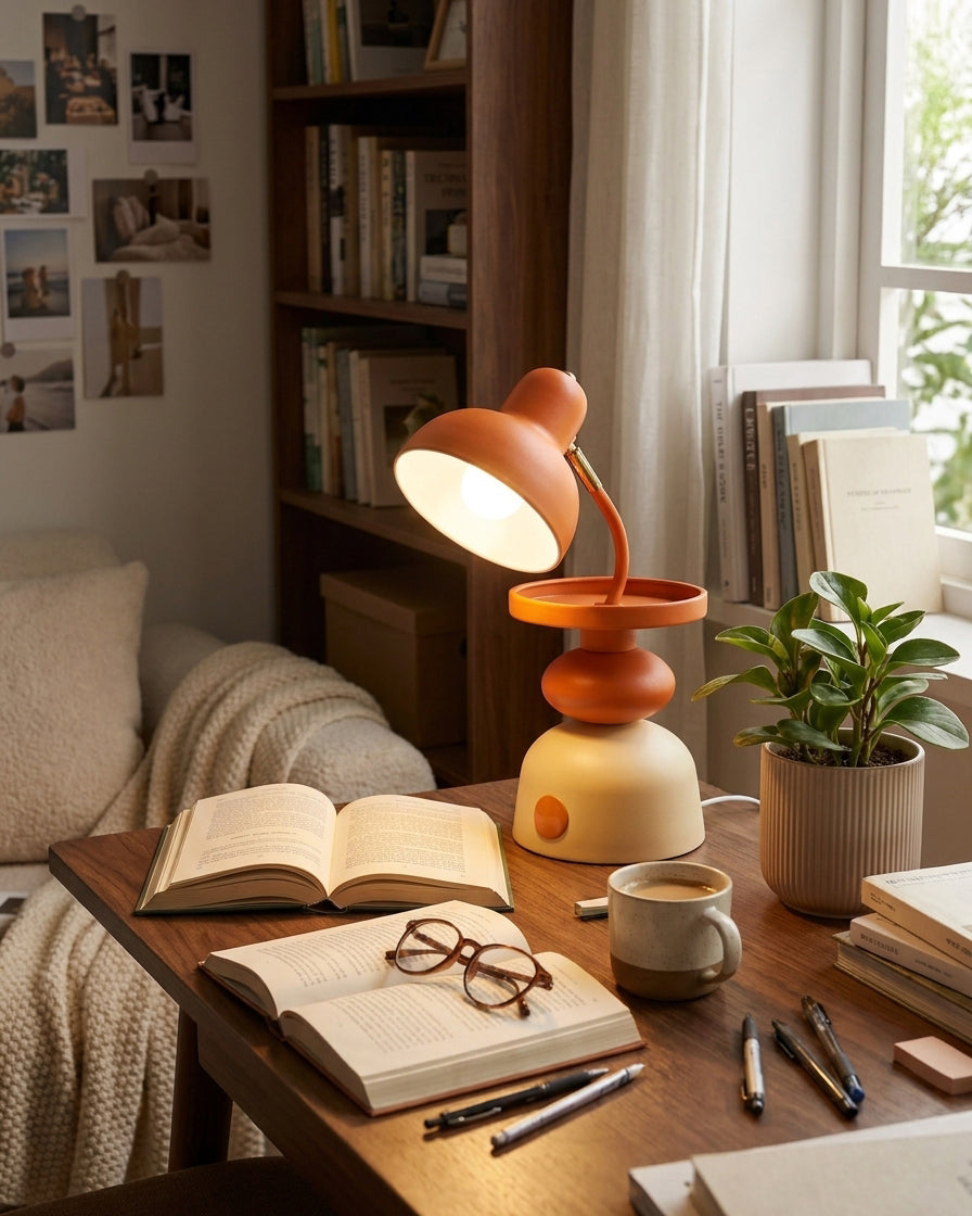 Mello Curated Iron & Glass Table Lamp – illuminated warm ambiance setting