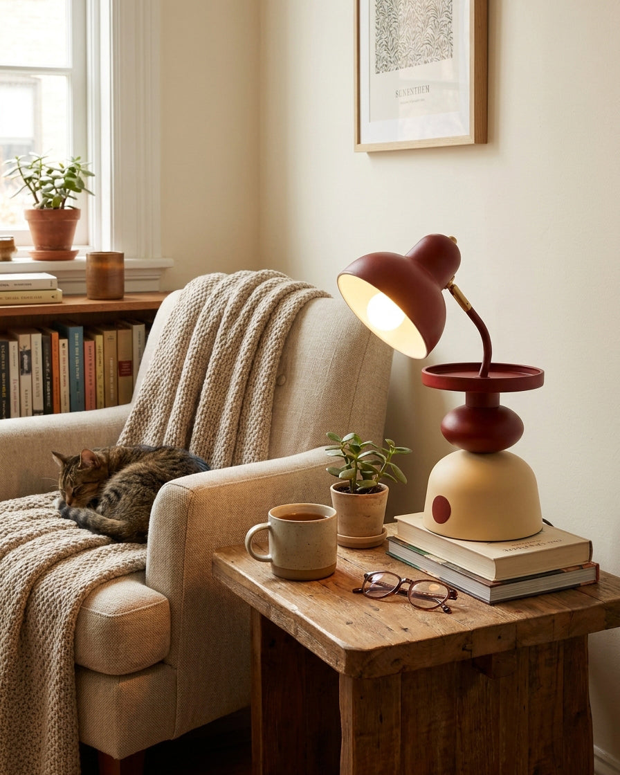 Mello Curated Iron & Glass Table Lamp installed in residential dining space