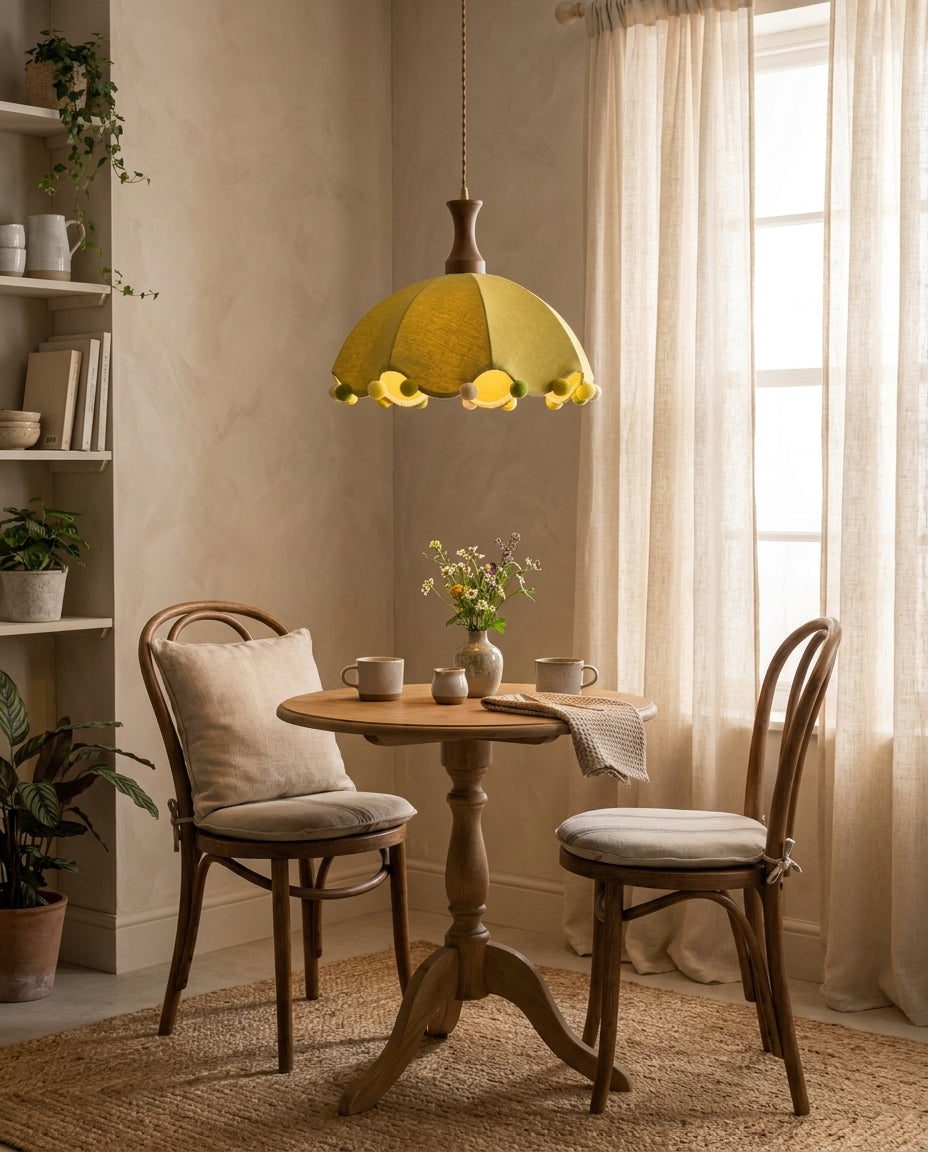 Merrivale Curated Solid Brass Pendant Light – illuminated warm ambiance setting
