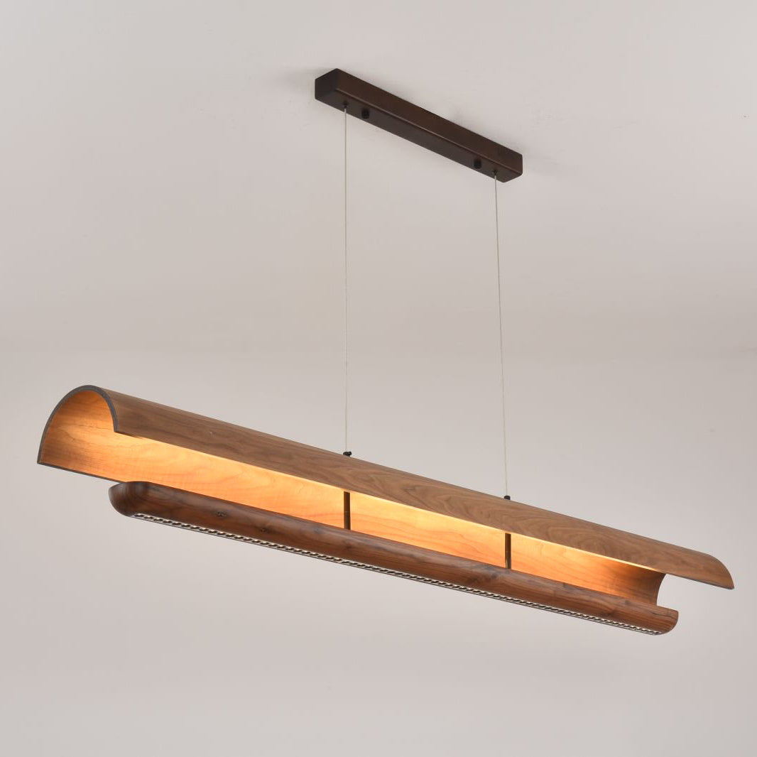 Merrow Linear Curated Solid Hardwood Chandelier – macro detail view #1