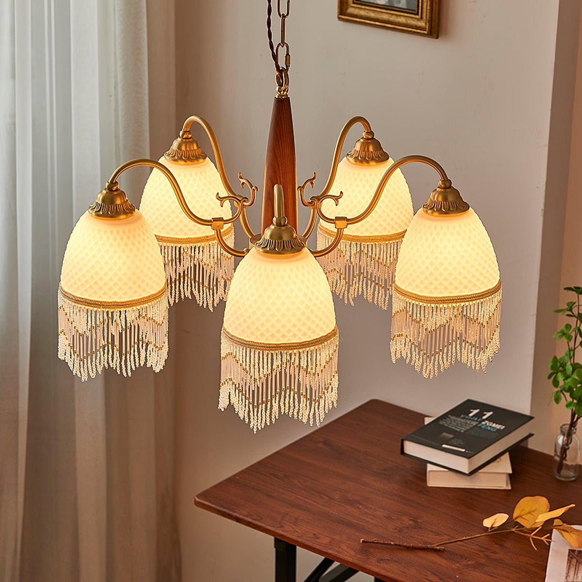 Mesh Tassel Glass Curated Mouth-Blown Frosted Gl installed in residential dining space