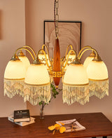 Mesh Tassel Glass Curated Mouth-Blown Frosted Gl – side angled contour profile