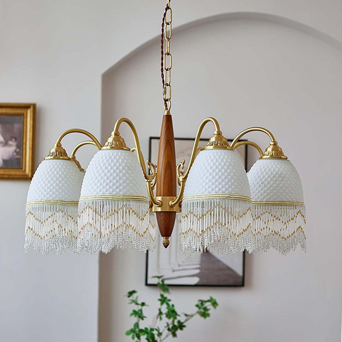 Mouth-Blown Frosted Glass craftsmanship detail on Mesh Tassel Glass Curated Mouth-Blown Frosted Gl
