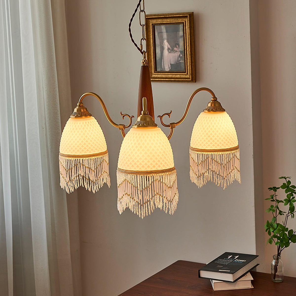 Mesh Tassel Glass Curated Mouth-Blown Frosted Gl – illuminated warm ambiance setting