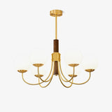 Midas Touch Walnut Sphere Chandelier – Handcrafted Architectural Luxury Lighting Fixture
