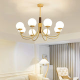 Midas Touch Walnut Sphere Chandelier – Handcrafted Material Texture and Detail View