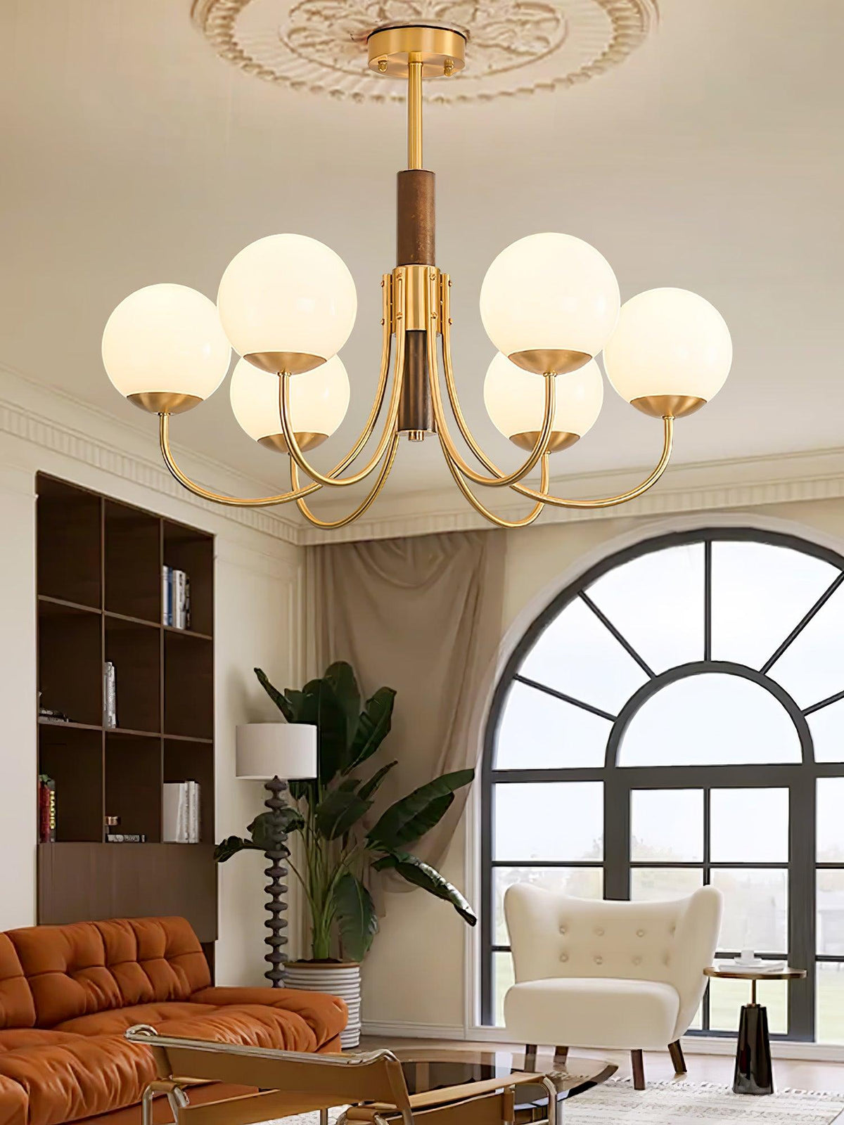 Midas Touch Walnut Sphere Chandelier – Ambient Illumination in Luxury Interior Setting View 11