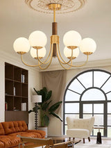 Midas Touch Walnut Sphere Chandelier – Ambient Illumination in Luxury Interior Setting View 11