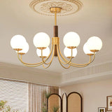 Midas Touch Walnut Sphere Chandelier – Ambient Illumination in Luxury Interior Setting View 6