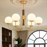 Midas Touch Walnut Sphere Chandelier – Ambient Illumination in Luxury Interior Setting View 5