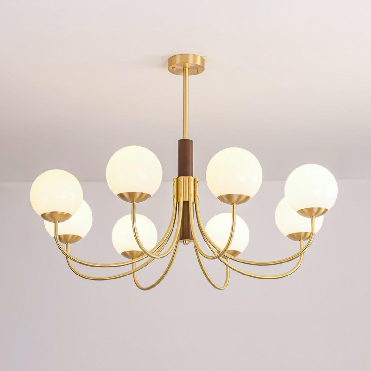 Midas Touch Walnut Sphere Chandelier – Ambient Illumination in Luxury Interior Setting View 18