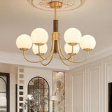 Midas Touch Walnut Sphere Chandelier – Ambient Illumination in Luxury Interior Setting View 3