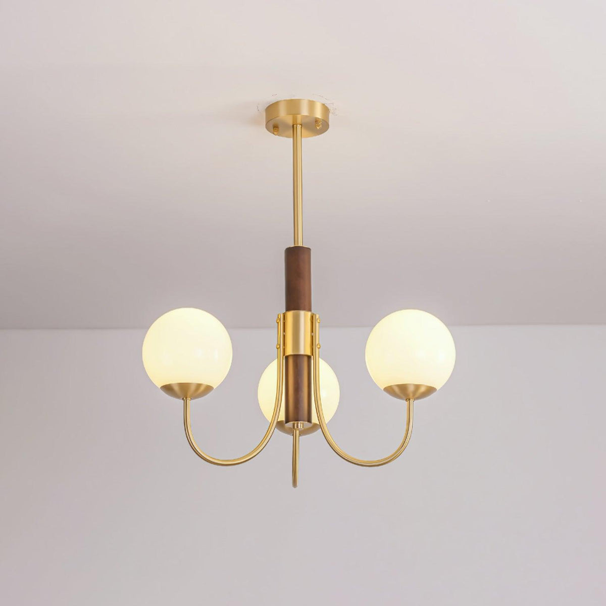 Midas Touch Walnut Sphere Chandelier – Ambient Illumination in Luxury Interior Setting View 16