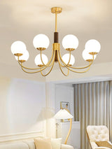 Midas Touch Walnut Sphere Chandelier – Ambient Illumination in Luxury Interior Setting View 8
