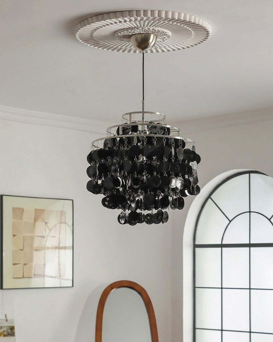 Mirelle Curated Brushed Nickel Iron Chandelier – dimensional scale reference