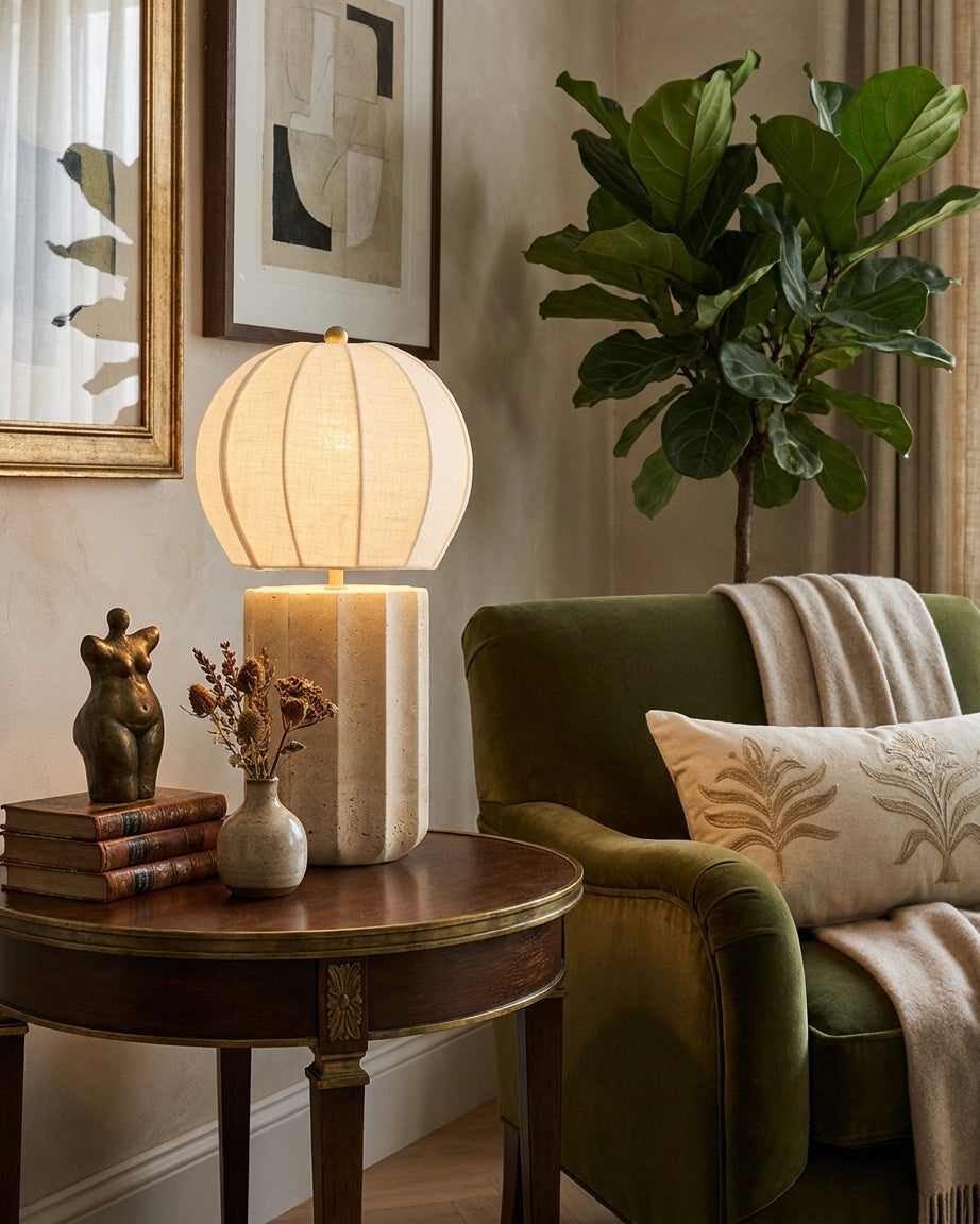 Mirelle Curated Yellow Travertine Table Lamp