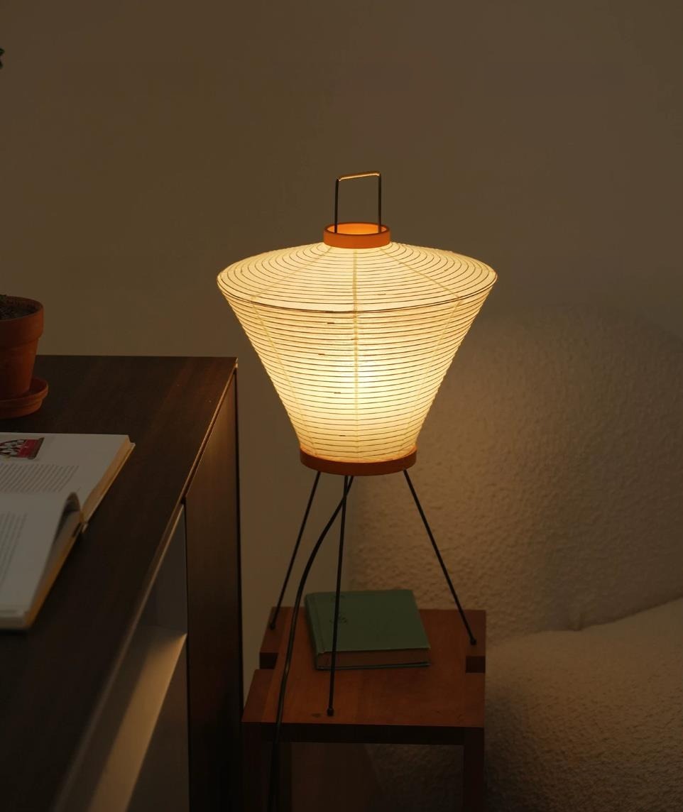 Mireto Paper Curated Washi Paper Table Lamp – illuminated warm ambiance setting
