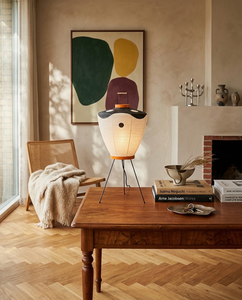 Mireto Paper Curated Washi Paper Table Lamp – structural canopy joint detail