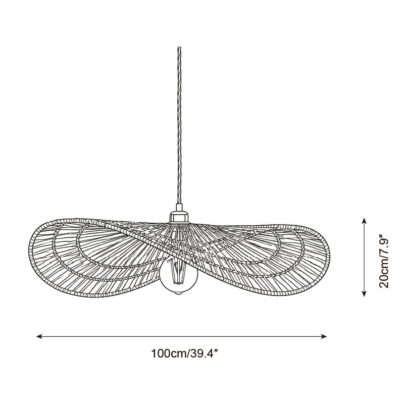 Mireva Curated Iron & Glass Pendant Light – dimensional scale reference
