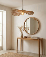 Mireva Curated Iron & Glass Pendant Light – unlit natural material contrast