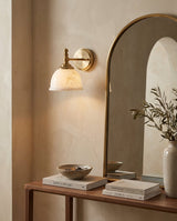 Mishya Alabaster Curated Alabaster Wall Sconce – macro detail view