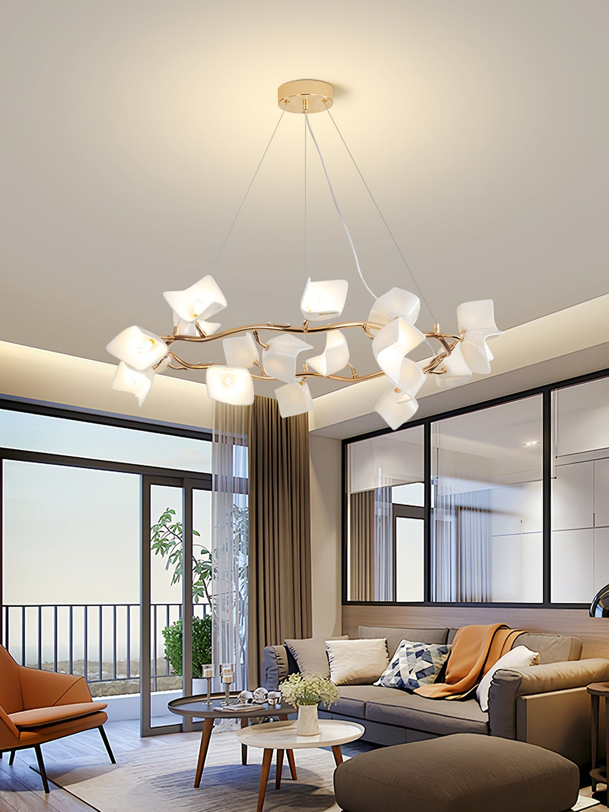 Mistral Flora Chandelier – Ambient Illumination in Luxury Interior Setting View 14