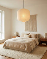 Miyori Paper Curated Washi Paper Pendant Light installed in residential dining space