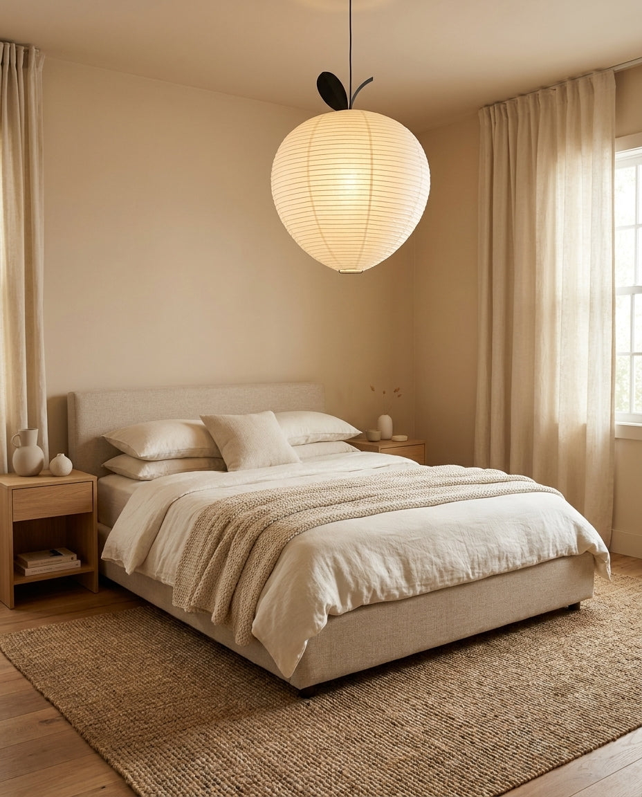 Mizuna Curated Washi Paper Pendant Light – unlit natural material contrast