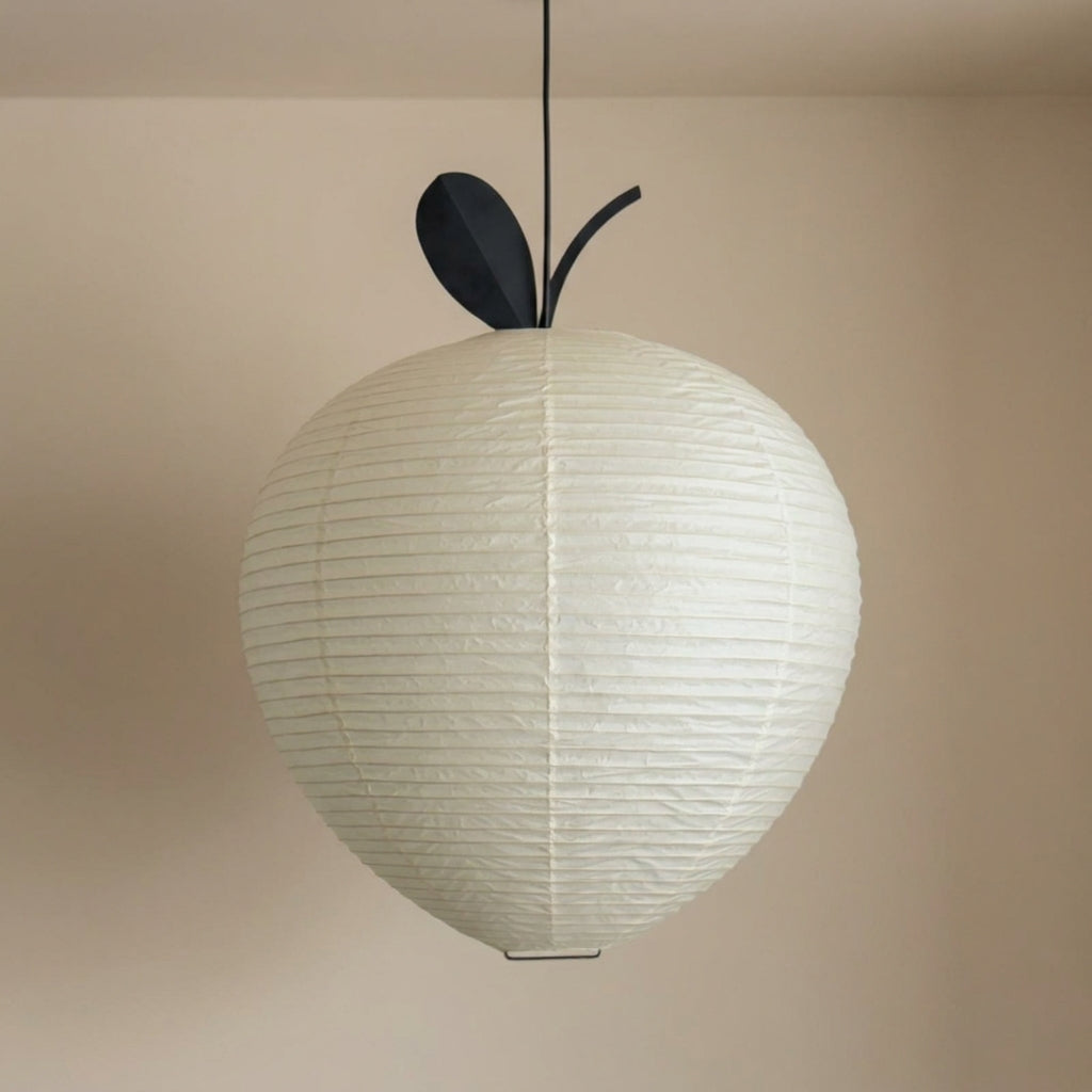 Mizuna Curated Washi Paper Pendant Light – Apple Dia 40cm x H 50cm  ∅ 15.7 x H 19.6 finish configuration #1 #2